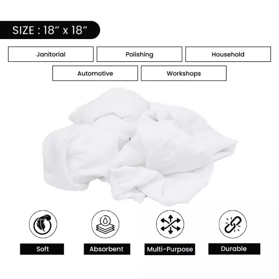 New White Knit Cotton Cleaning Cloth Rags 50 lbs. Box Multipurpose Wiping Cloths