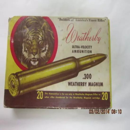 Weatherby 300 magnum Tiger Empty shell box Collectible