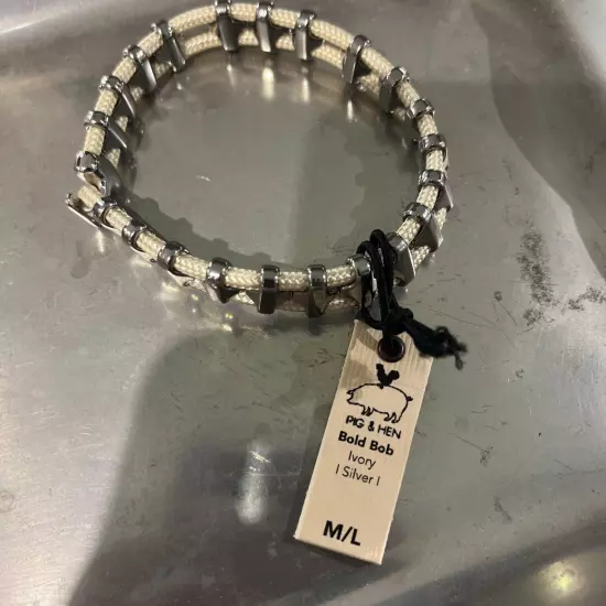 Pig And Hen | Bold Bob Bracelet | M/L | Ivory/Silver