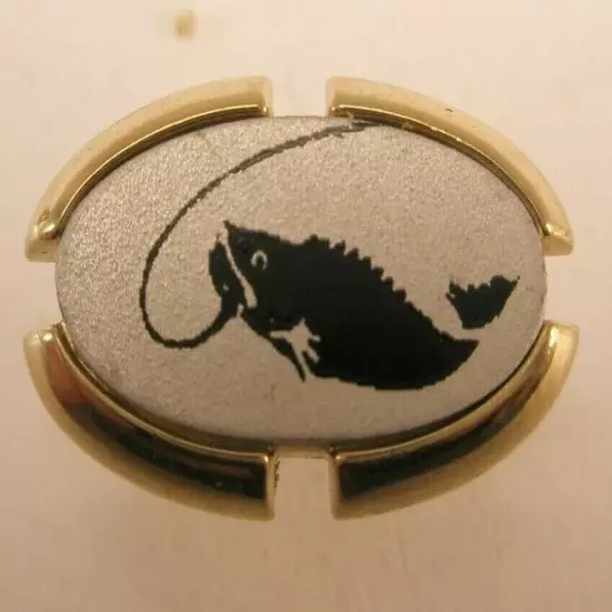 Fish On Fishing Vintage SWANK Tie Tack Lapel Pin water animal