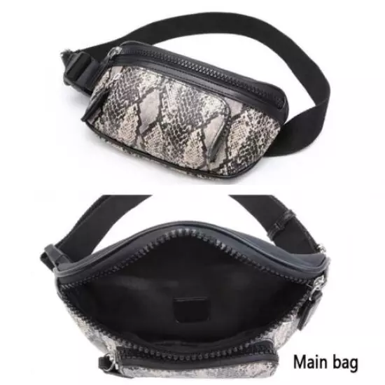 Women Waist Fanny Pack Belt Bag Snake Skin Pattern Crossbody Phone Bag Purse