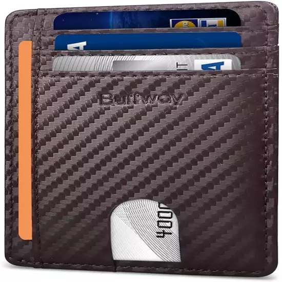 Buffway Slim mini ID holder card case front pocket Leather Wallet for Men Women