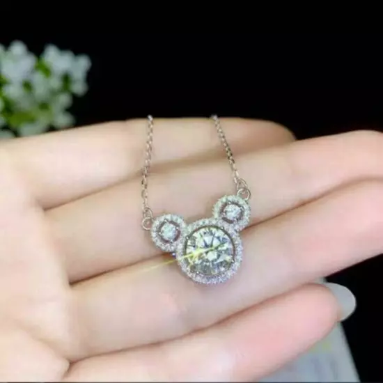 Round Cut Cubic Zircon Women Wedding Jewelry Cute 925 Silver Necklace Pendant