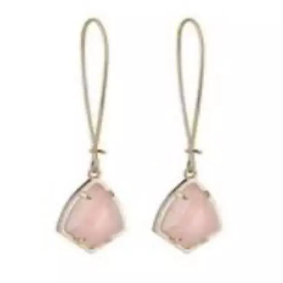 Kendra Scott Carinne Lightweight Rose Quartz Dangle Earrings Gold Plated