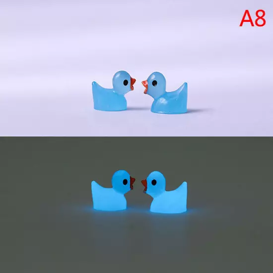 10PCS Mini Luminous Resin Ducks Glow in The Dark Miniature Ornament Tiny Duck Sn