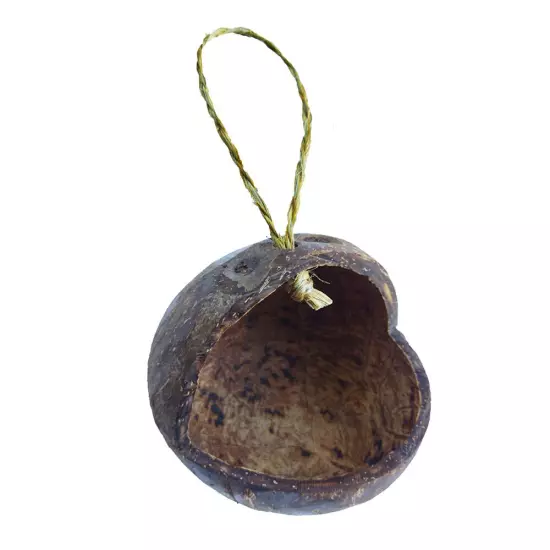 Hand Crafted Open Bird Feeder Made of Coconut Shell Smoothened Brown Color 1pc