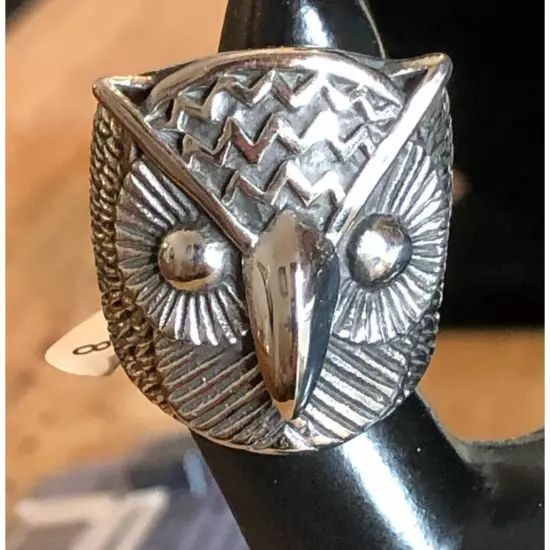 Three Keys Jewelry Silver Tone Owl Face Finger Ring Size 8