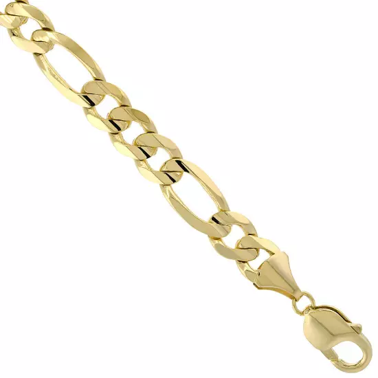 10k Solid Yellow Gold Figaro Chain Necklace 2.23mm-10.25mm Sz 16-30 Inches