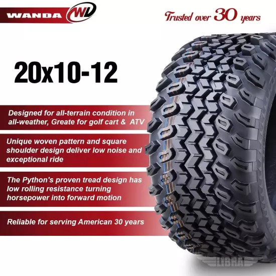 WANDA 20X10-12 Golf Cart ATV Tires 4 Ply 20X10x12 14051