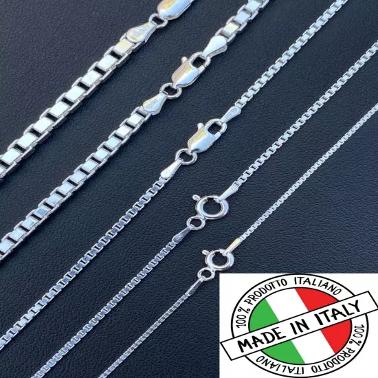 Real Solid 925 Sterling Silver Box Chain 1-4mm Necklace Men Ladies 16-30" ITALY