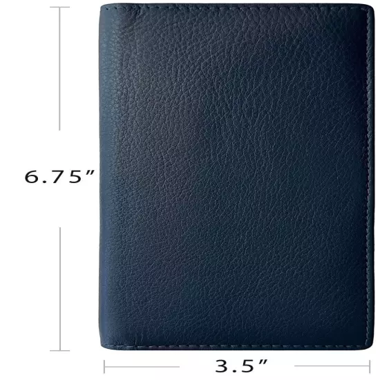 RFID Leather Checkbook Cover With Credit Card Slots and Pen Holder