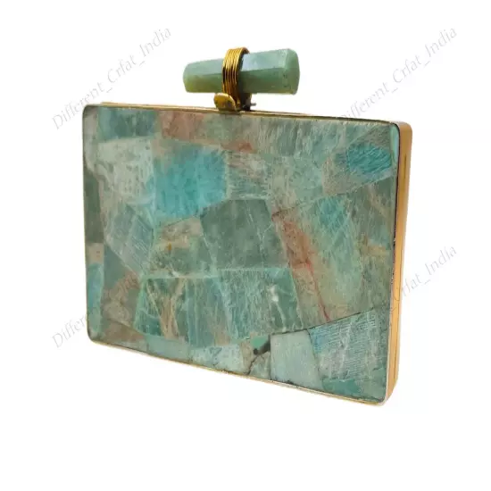 Natural Gemstone Clutch Purse, Rectangle Shape Bag, Avaliable in Multiple Stones