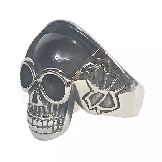 Stainless Steel Men’s Biker Style Ring Black & Silver Skull Size 12 - 16+ Grams