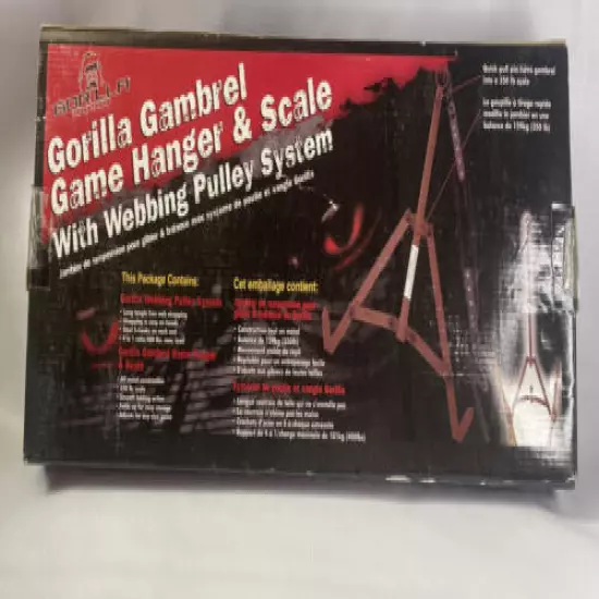 Gorilla Gambrel Game Hanger & Scale With Webbing Pulley System 350 LB New Sealed