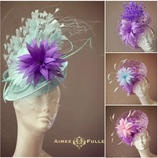 Kentucky Derby Fascinator Purple Cream White Royal Ascot Hat Cocktail Hat