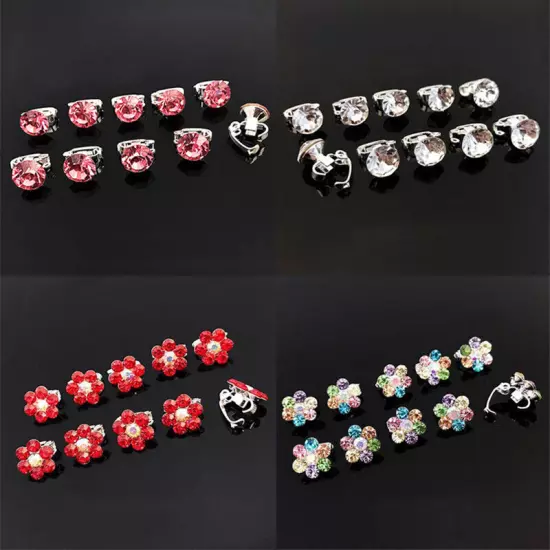 10PC Mini Claw Clamp Sweet Girls Hair Clip Metal Rhinestone Crystal Flower WOMEN