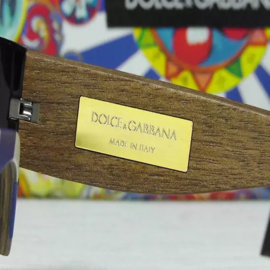 Dolce Gabbana Cat Eye Horse Emblem Sunglasses Colorful Arms Black Front 52-21-14