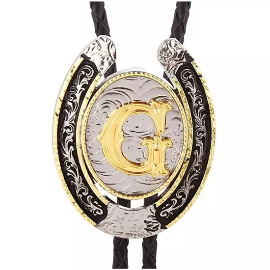 Bolo Tie for Men- Golden Initial Letter A to Z Western Cowboy Bolo Tie for Women