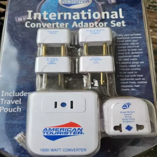 American Tourister International Converter Adaptor Adapter Set with Travel Pouch