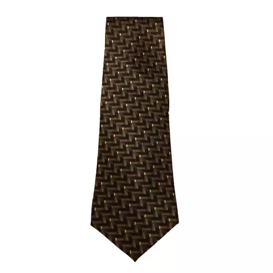 Pronto Uomo Silk Tie, Blue & Brown Geometric Design