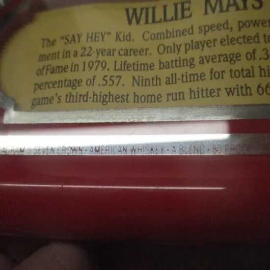 VINTAGE BASEBALL PLAYER-WILLY MAYS SIGN SEAGRAM'S ''7''-FREE SHIP LOWER 48 STATE