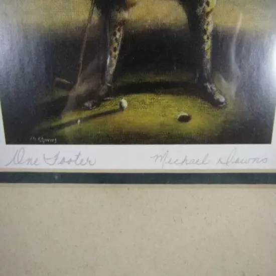 Vintage Art Print Signed Michael Downs- Golf- Golfing- Golfer- One Footer ~13.75