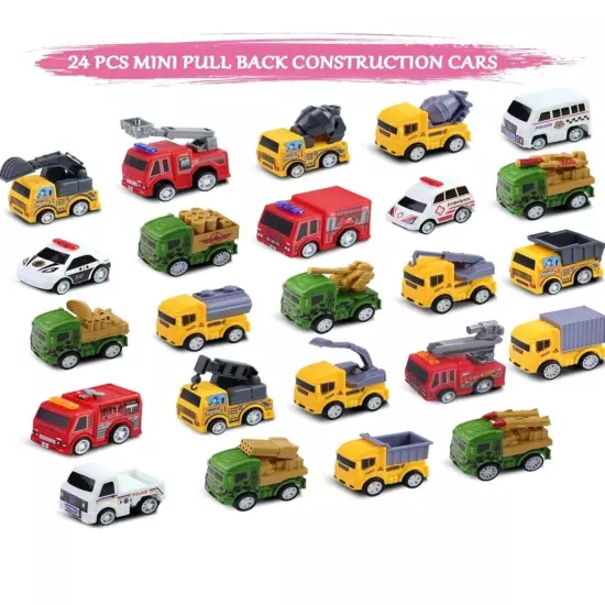 24 Pcs Filled Easter Eggs with Pull Back Construction Cars, Easter Eggs with...