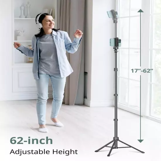 SENSYNE 62" Phone Tripod & Selfie Stick, Extendable Cell Phone Tripod Stand with