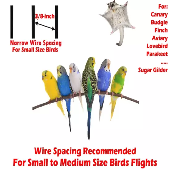 36" X-Large Flight Bird Breeding Breeder Cage with 3/8-Inch Bar Spacing for Smal