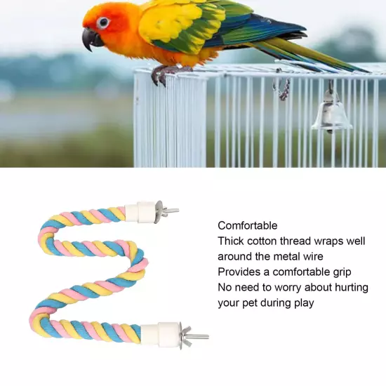 Bird Cotton Rope Perch Colorful Bendable Safe Climbing Parrot Rope Toy