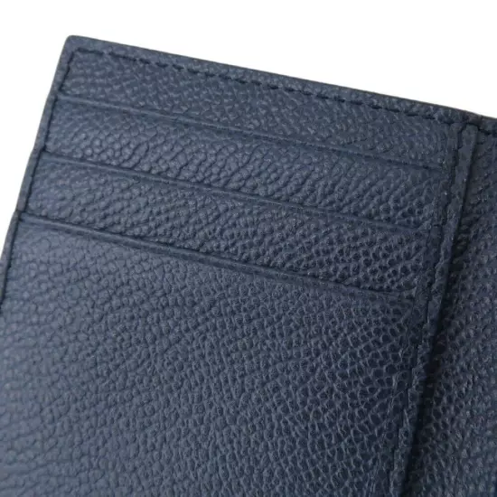 Prada Embossed Logo Leather Card Case Card Holder Navy Blue