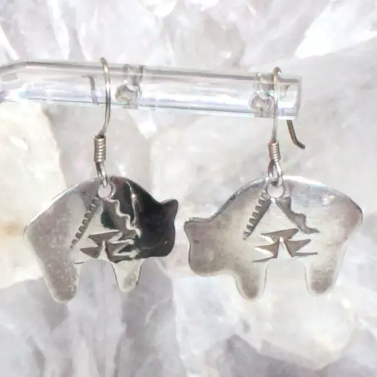 Artisan Levi B Chavez Sterling Silver Bear Earrings - 2.2g