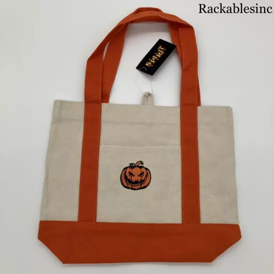 [01757707] Spirit Halloween Exclusive New 2024 Embroidered Pumpkin Mini Tote Bag