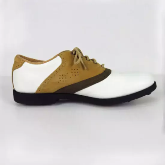 FootJoy TCX Golf Shoes Women's Sz 9.5 M White Tan Brown Soft Spikes