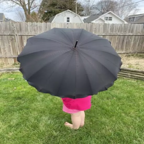 VTG Ladies Double Canopy Decretive Handled Parasol Umbrella