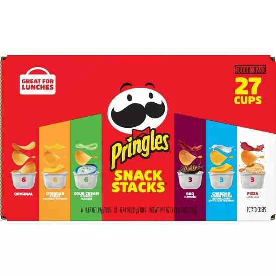 Potato Crisps Chips, Snack Stacks, Lunch Snacks (27 Cups)