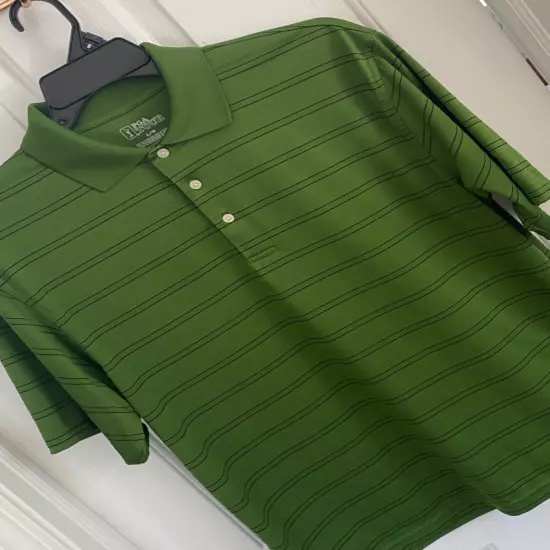 PGA TOUR*Golf SHIRT*Olive green*Short Sleeve*Collared*L*nwot