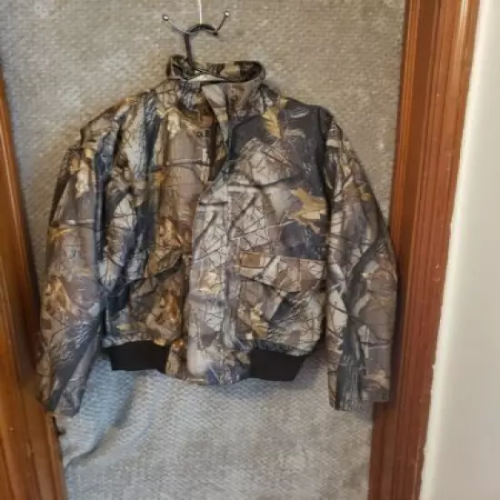 10X Mens Size L Realtree Hardwoods Camo Hunting Jacket Coat w/ Removable Lining 