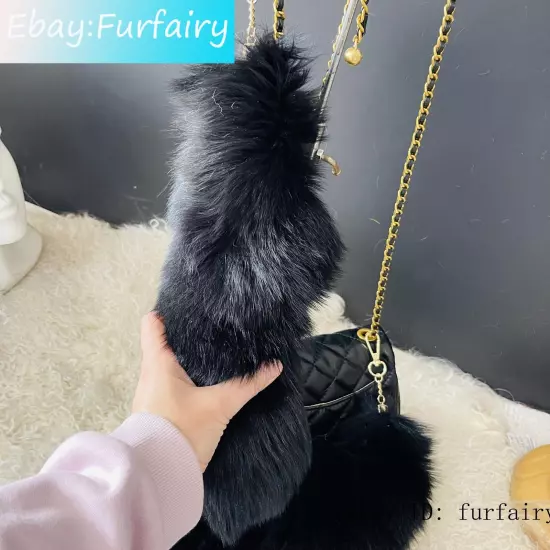 2/5/10 wholesale Dyed Color Real Blue Fox Tail Fur Keyring Pendant Cosplay Toy