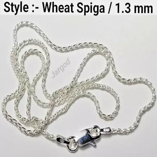 Real Solid 925 Sterling Silver Wheat Spiga Rope Chain Necklace Italy Jargod