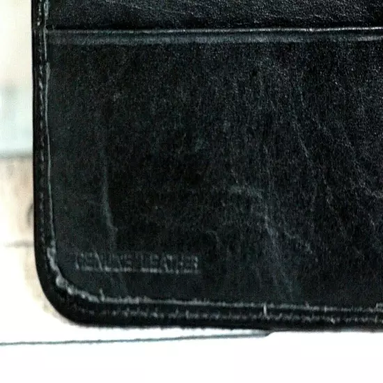 Sz 4.5"x8.75" WINN BLACK GENUINE LEATHER COVER PLANNER TRAVEL WALLET ORGANIZER 