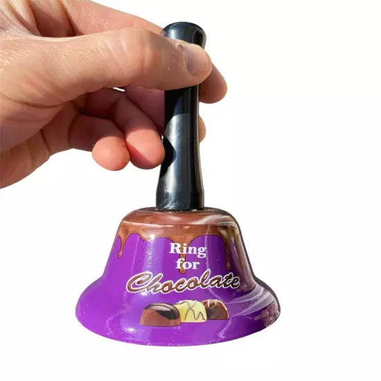 RING FOR CHOCOLATE Metal Hand Bell - Fancy Kitchen Bar Office Desk Decor