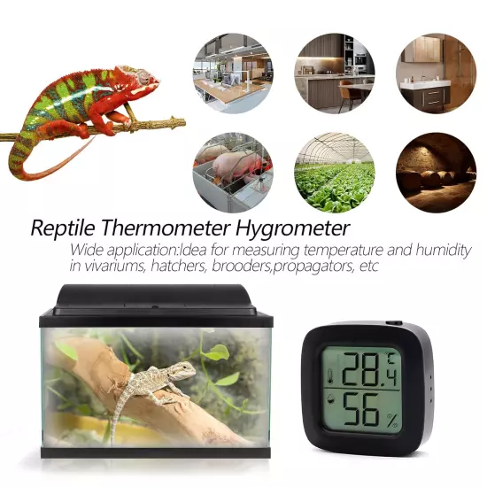 Reptile Thermometer Hygrometer Digital Display Reptile Terrarium Thermometer Min