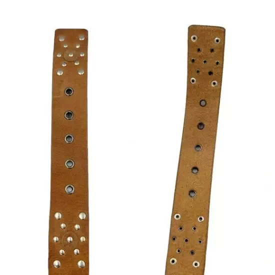 Calvin Klein | Silver Embellished Brown Leather Belt Size Medium Style 410809