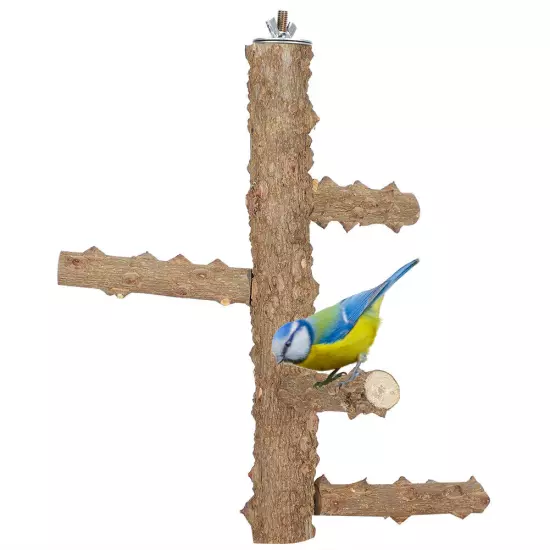 Parrots Rotation Natural Wooden Stairs Standing Rod With Skin Pet Bird Training