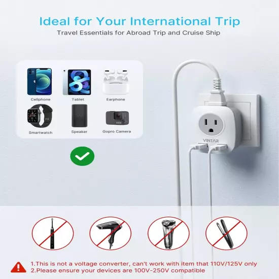 [2-Pack] UK Ireland Travel Plug Adapter, International Power Adaptor with 2 USB