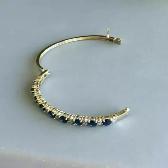 8Ct Oval Cut Lab Created Sapphire Diamond Women's Bangle 14K Yellow Gold Plated