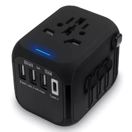 International Universal Travel Adapter 3 USB &Type-C Outlet Converter Plug Power