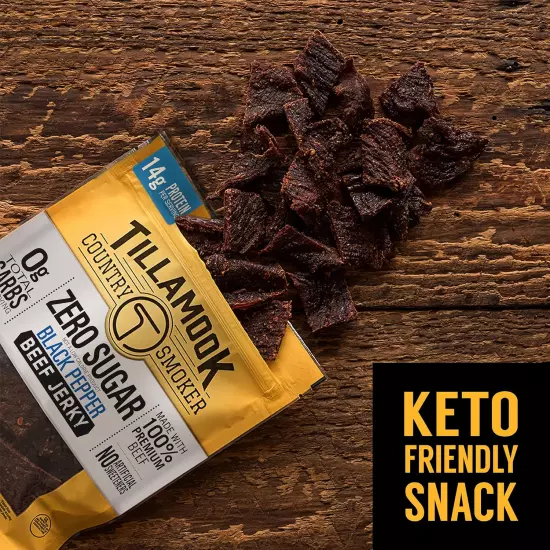 Zero Sugar Keto Friendly Beef Jerky, Black Pepper, 2.2