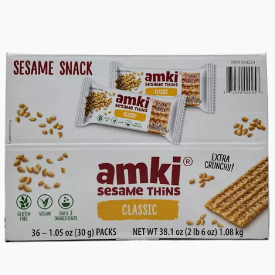 Amki Sesame Thins Classic, 36 x 1.05oz (30g) Packs-Free Shipping-Expiration 2026